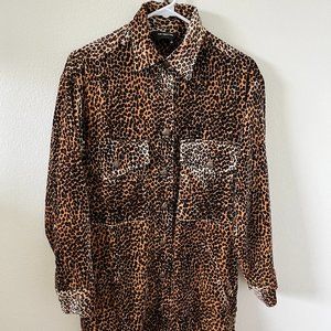 The Kooples Leopard-Print Velvet Tunic Shirt NEW